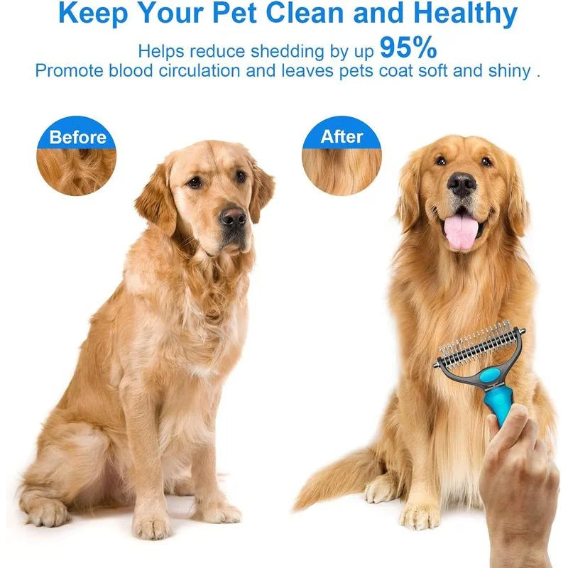 Cepillo 2 en 1 para perros y gatos, removedor de nudos.