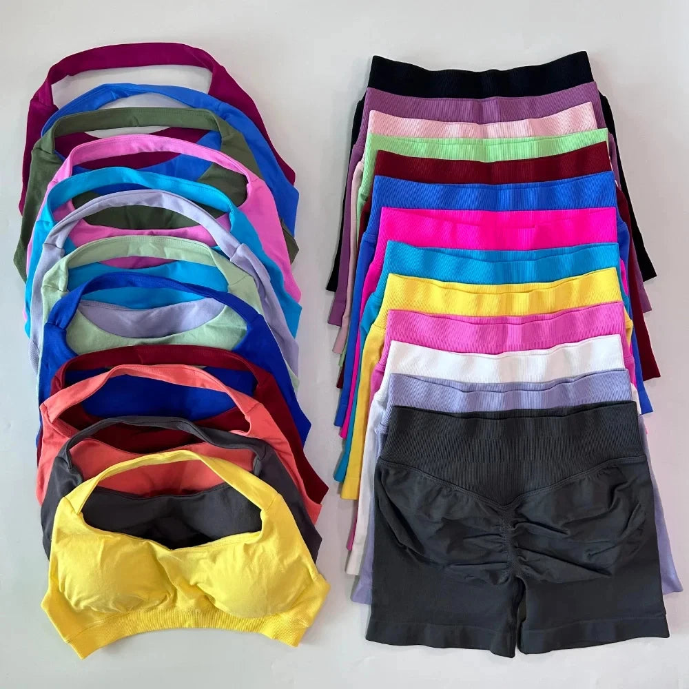 Conjunto Deportivo de Yoga para mujer - Top y Short de Alta Compresión